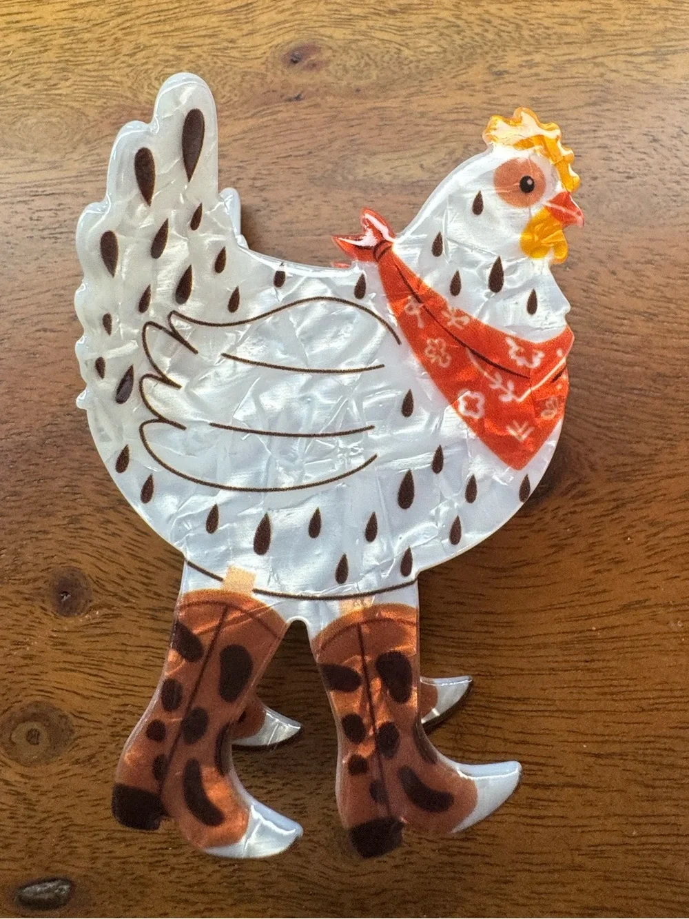 Western Hen with Red Bandana Hair Clip